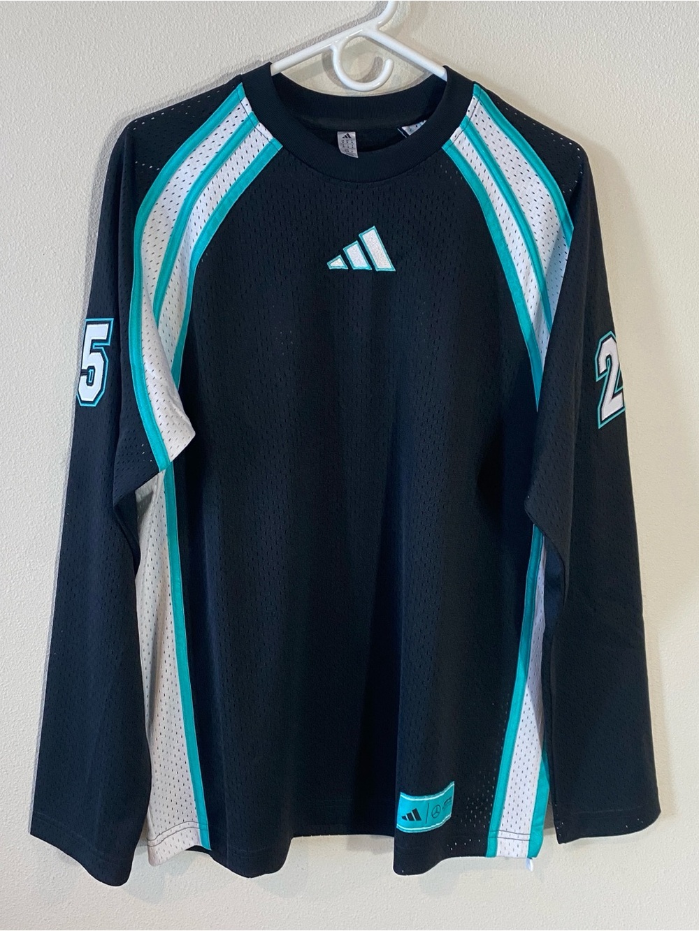 Adidas Mercedes F1 Formula One Team Jersey Long Sleeve Turquoise $95 - Medium